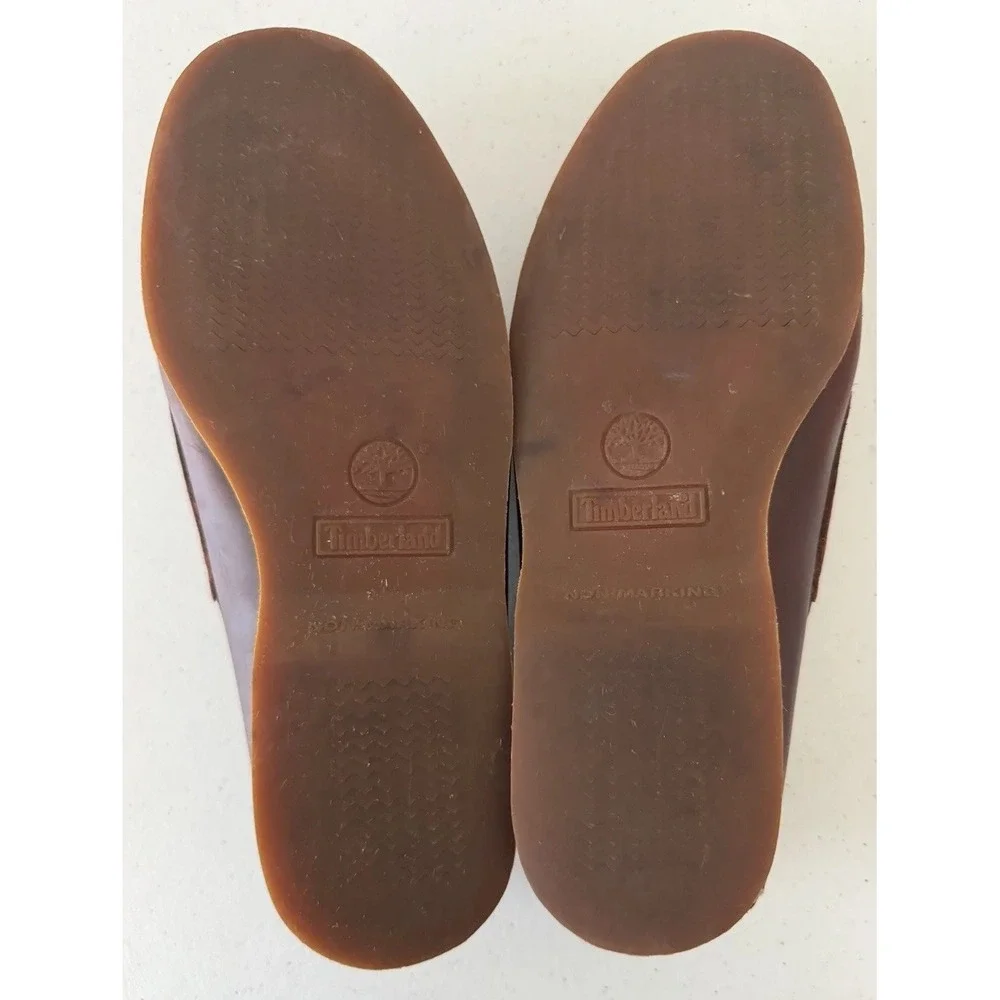 Timberland Men's 11.5 M Classic 2-Eye Boat Shoes Brown Handsewn Leather Nautical